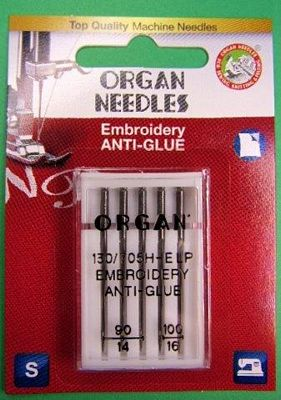 Organ - Embroidery Anti-Glue Assorted, 5 Needles - Sz 90/14 100/16